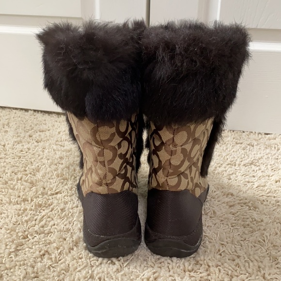 Coach Jennie Brown Fur Boots 7 - Picture 4 of 5